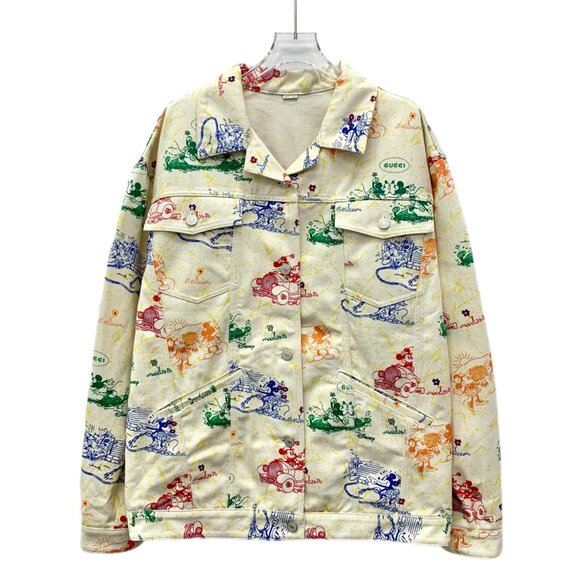 Gucci x Disney Beige Mickey Mouse all-over print cotton jacket - Picture 1 of 7